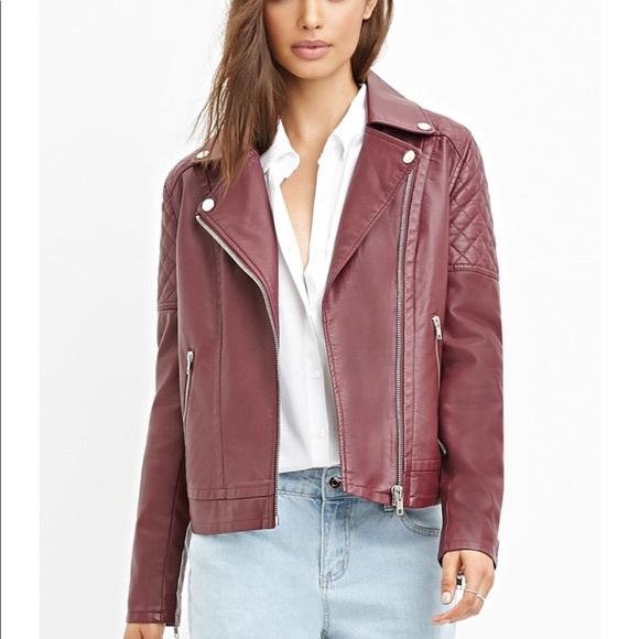 Forever 21 Jackets & Blazers - Forever 21 Maroon Leather Jacket Size Small